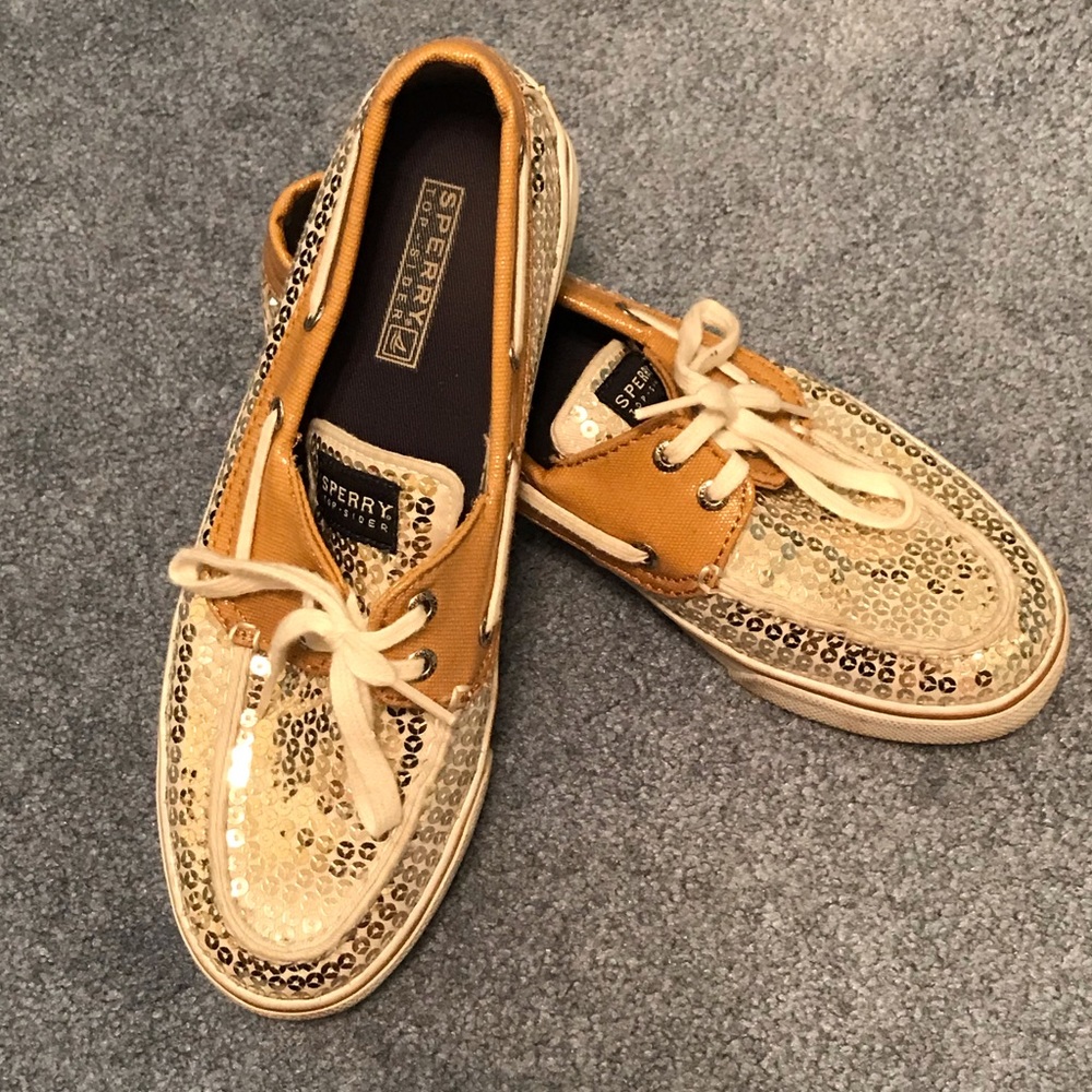 Sperry Gold Sequin Boat Shoes